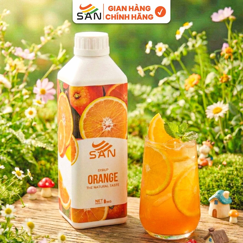 Syrup/siro Cam Vàng SAN (Có mẫu thử) – Tặng công thức & hướng dẫn pha chế, hương cam tươi nổi bật