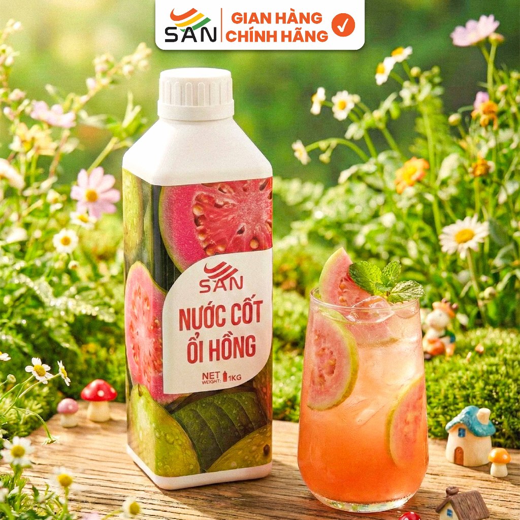 Nước cốt ổi hồng SAN (có mẫu thử) - Trái Cây Tự Nhiên - Hương Thơm, Màu Sắc Nổi Bật