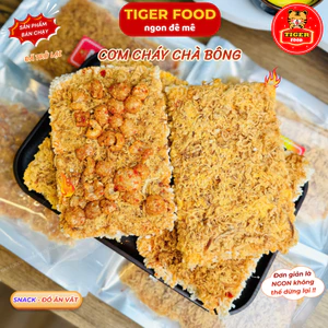 COMBO Cơm Cháy Chà Bông TIGER FOOD 4 Vị: Siêu Chà Bông, Tóp Mỡ, Phô Mai, Trứng Muối - Giòn Rụm Đậm Vị - Đồ ăn vặt Snack