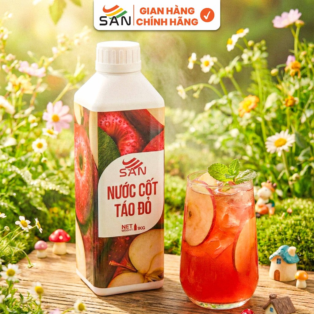Nước Cốt Táo Đỏ SAN – Trái Cây Tự Nhiên – Có Mẫu Thử 100ml, Tặng Sách Pha Chế