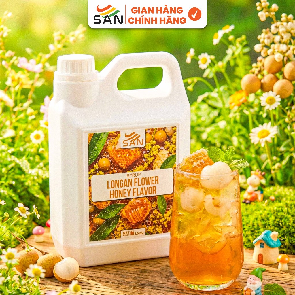 Syrup/siro Mật Ong Hoa Nhãn SAN – Syrup pha chế, đồ uống – Có mẫu 100ml, tặng công thức pha chế