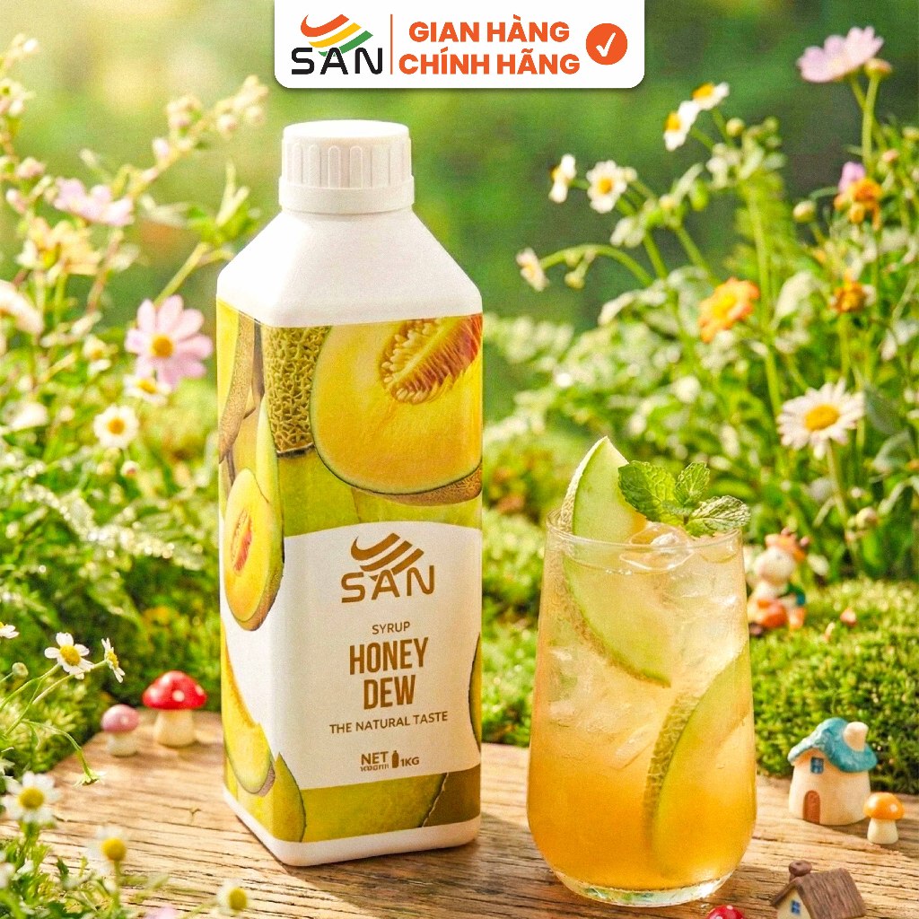 Syrup/siro DƯA LƯỚI XANH SAN (có mẫu thử) - Trái Cây Tự Nhiên - Hương Thơm, Màu Sắc Nổi Bật