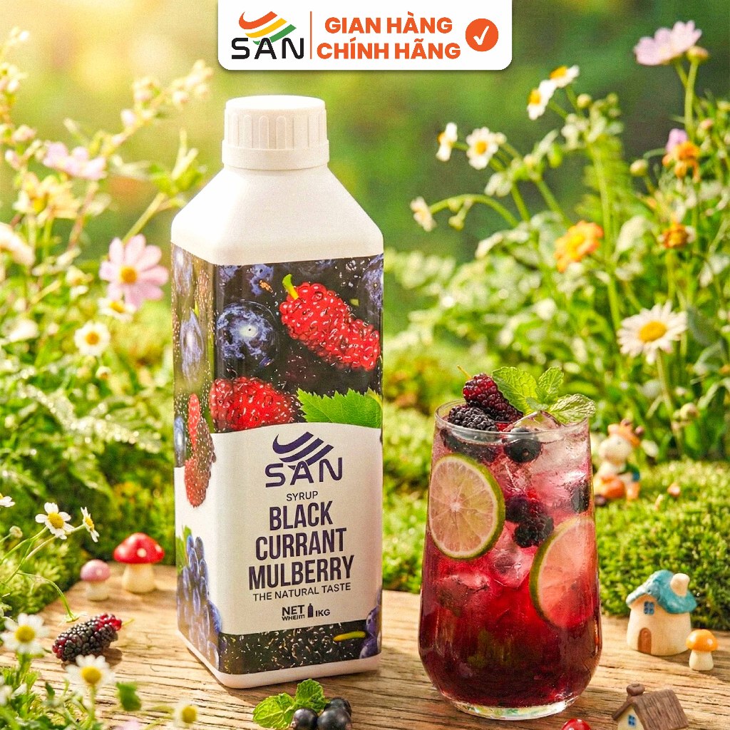 Syrup/siro NHO ĐEN DÂU TẰM SAN (có mẫu thử) - Trái Cây Tự Nhiên - Hương Thơm, Màu Sắc Nổi Bật