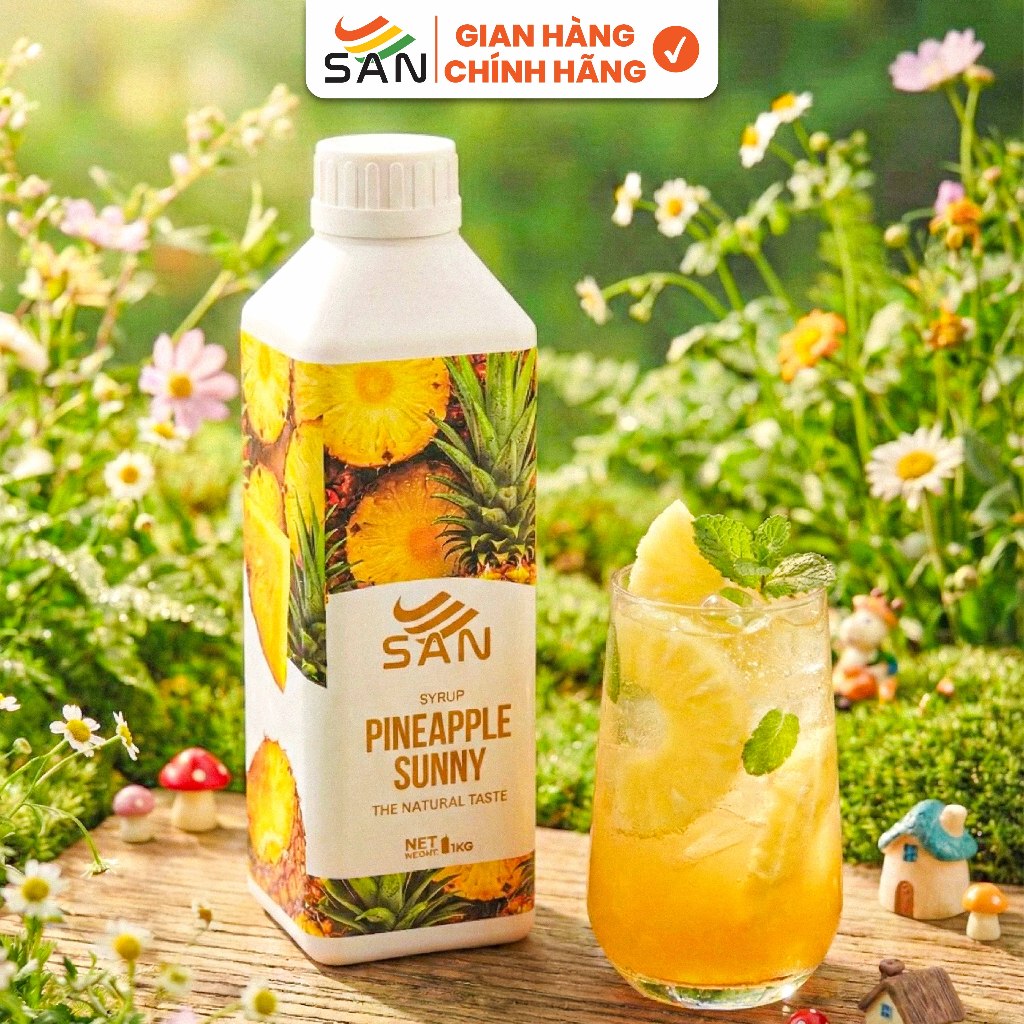 Syrup/siro DỨA THƠM SAN (có mẫu thử) - Trái Cây Tự Nhiên - Hương Thơm, Màu Sắc Nổi Bật