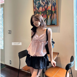 𝐌𝐢𝐧𝐞𝐭𝐭𝐞 𝐓𝐨𝐩 - Áo babydoll nữ, áo kiểu nữ dáng bí họa tiết hoa nhí nhien.official NAS00004