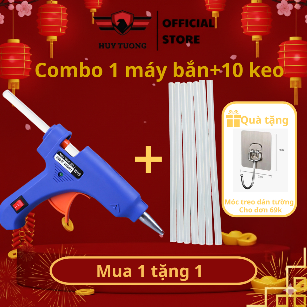 [Mua 1 tặng 1]Combo máy bắn keo nến silicone 20w và 10 cây keo nến,súng bắn keo cầm tay nhỏ gọn.