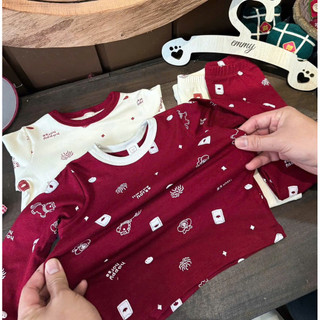 SET 2 BỘ BÉ HOẠ TIẾT BE ĐỎ