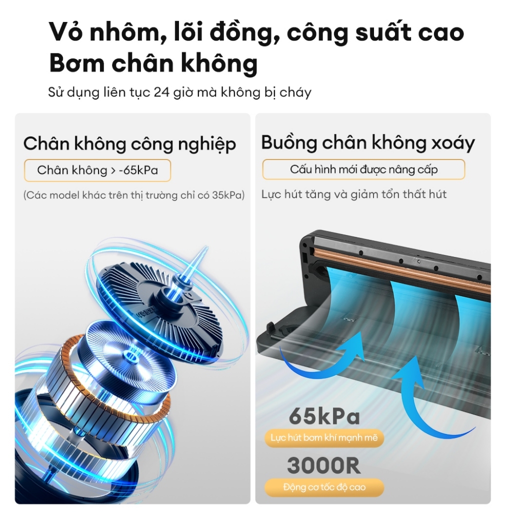 EXYT Máy Hút Chân Không Gia Đình - Tia Cực Tím Khử Trùng, Tặng 30 Túi, Lực Hút Mạnh, 5 Chế Độ, Độ tươi lâu dài