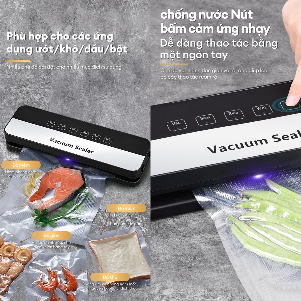 EXYT Máy Hút Chân Không Gia Đình - Tia Cực Tím Khử Trùng, Tặng 30 Túi, Lực Hút Mạnh, 5 Chế Độ, Độ tươi lâu dài