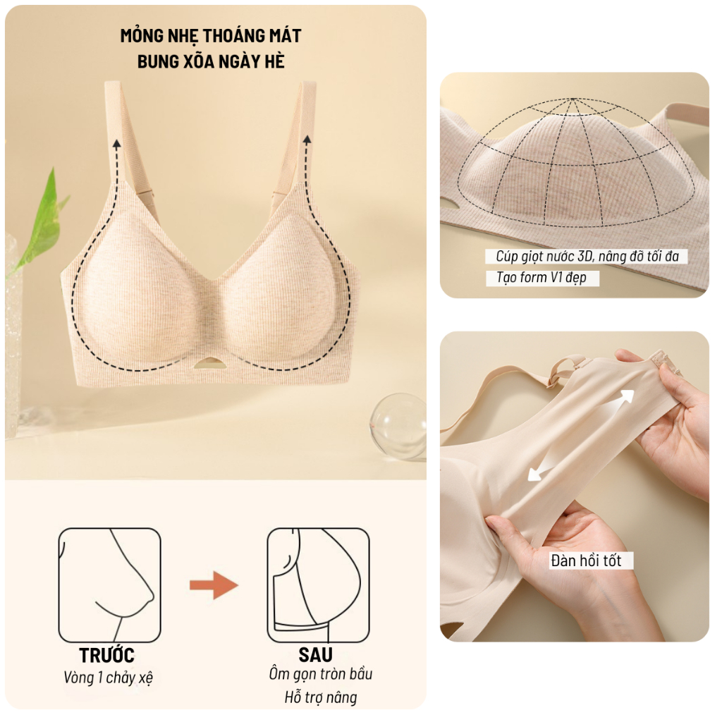 Bra Áo Lót Su Mút Mỏng Không Gọng Unilove Tàng Hình Không Lộ Viền Áo Ngực Áo Dài Nâng Tự Nhiên 6808