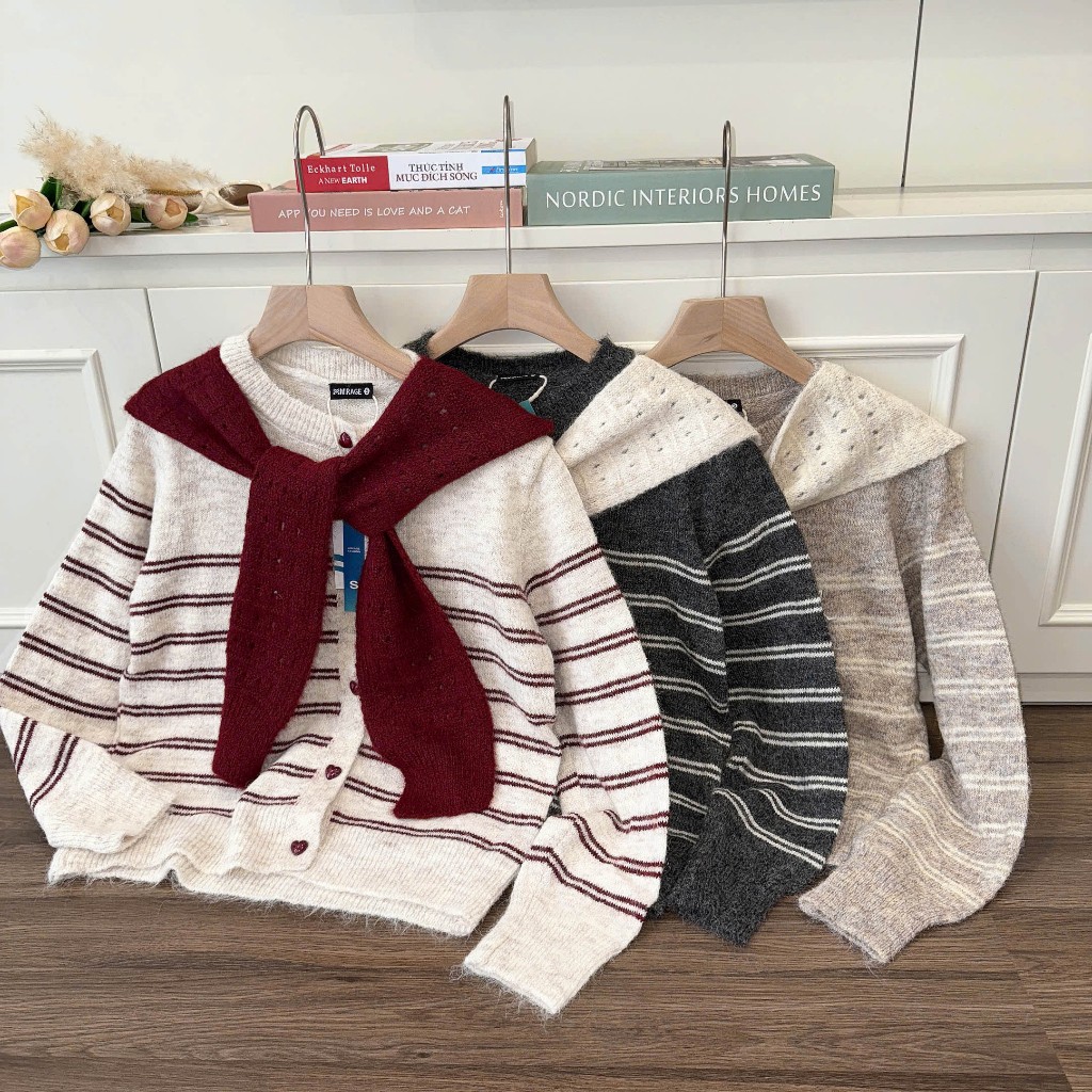Áo Khoác Cardidgan Mirage Phối Khăn Choàng Hot Trend Local Brand Chất Len Mềm Mịn.