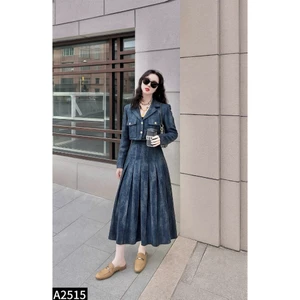 Set áo Vest phối chân váy midi dáng dài A2515