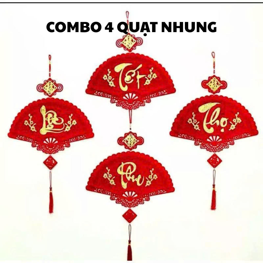 [ Hoả Tốc ] Combo 4 set Quạt Trang trí Tết Rực Rỡ cho Cửa và Phòng Khách!