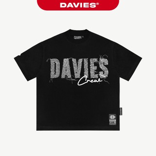 Áo phông nam nữ form rộng DAVIES cổ tròn họa tiết hình in chữ độc đáo thun cotton co giãn màu đen Shredded Tee | D-T43