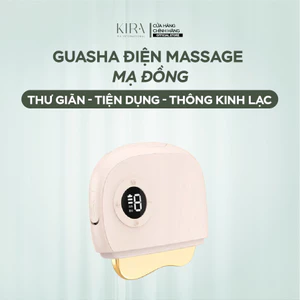 Guasha điện massage mạ đồng, thiết kế tích hợp cổng phun tinh dầu tiện lợi khi sử dụng.