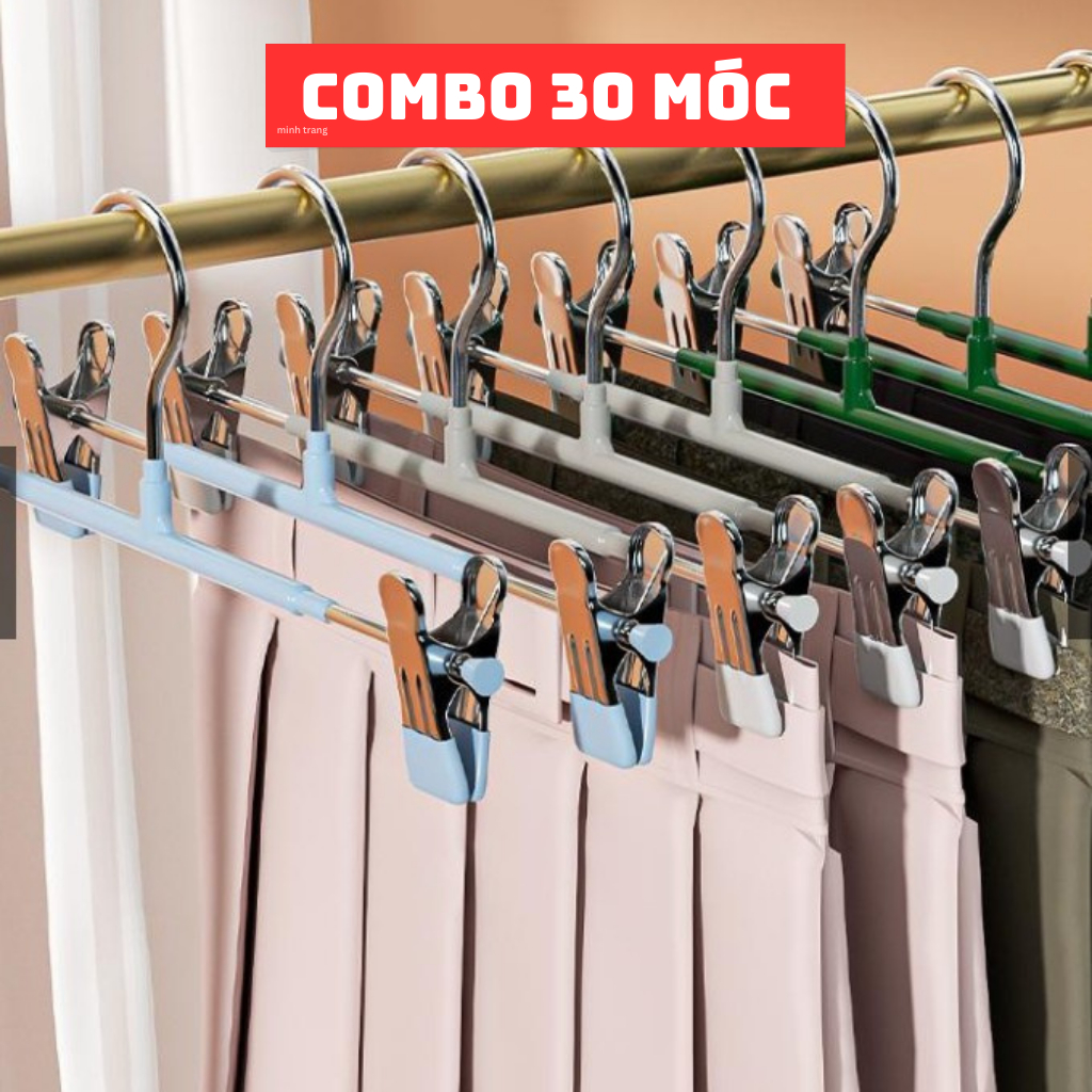 [ HỎA TỐC ] COMBO 5-30 Móc Kẹp Quần Áo Inoxa Bọc Nhựa Chống Trơn Trượt Không Để Lại Vết Hằn Trên Vải màu ngẫu nhiên