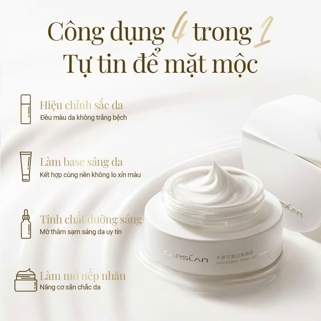 Kem nâng tone CARSLAN trắng sáng 28 ngày makeup nhẹ nhàng trong trẻo 50g | NHÍM HOUSE