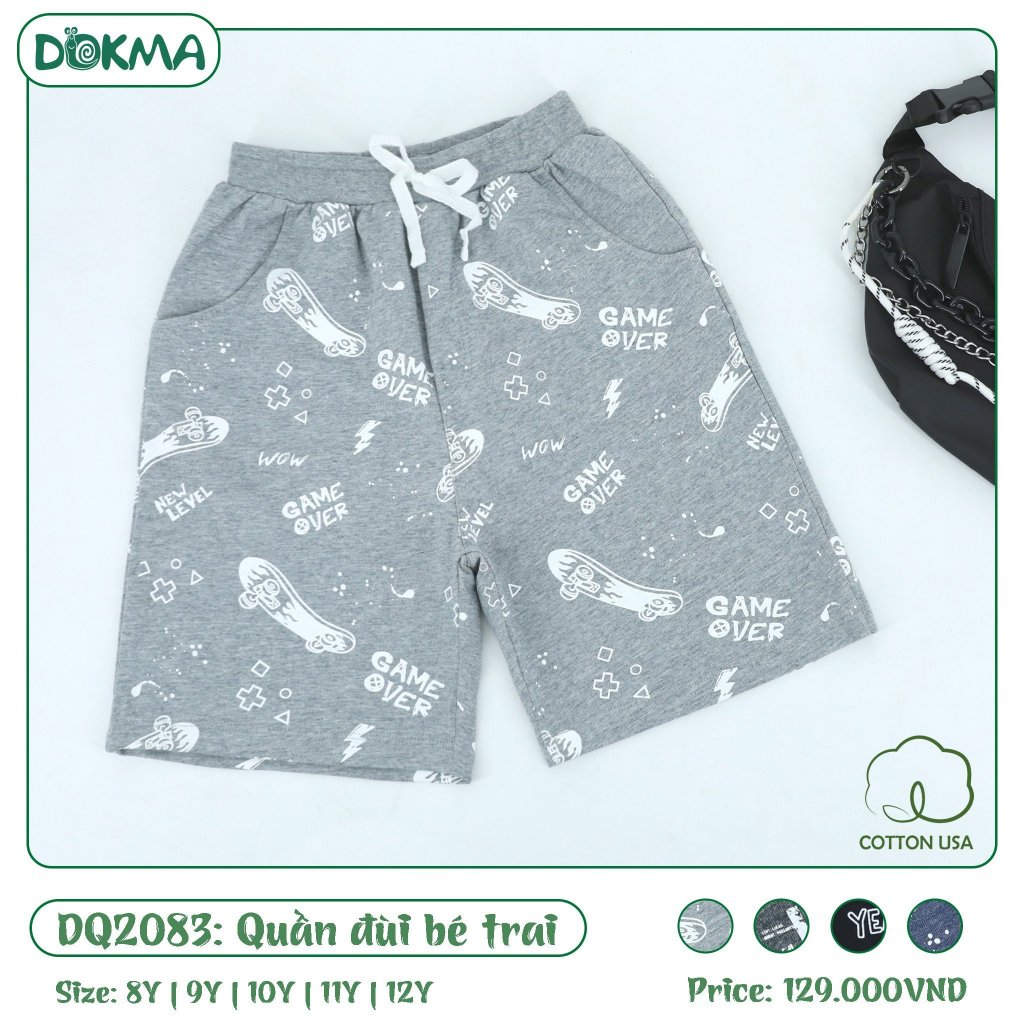 (25-42kg, 8-12Y) Quần Cộc Dokma Cotton Bé Trai DQ2780 DQ2083 DQ2810