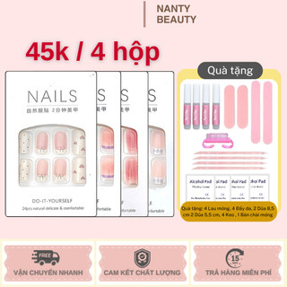 NANTY Bộ 24 Móng Tay Giả vẽ Cho Nữ Nail Box, Nailbox, Nail Xinh
