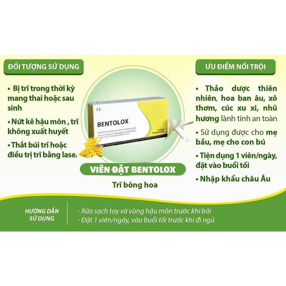 Combo 2 Hộp Bentolox hỗ trợ tình trạng trĩ trong thời kỳ mang thai