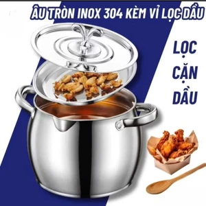 Âu lọc dầu inox 304, âu lọc dầu mỡ, bình lọc dầu vừa đựng dầu vừa nấu ăn dung tích 1L và 3L