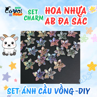 SET STICKER/ CHARM GẮN DÉP: HOA NHỰA AB ÁNH CẦU VỒNG NHIỀU MÀU - PHỤ KIỆN DIY SIÊU VIP