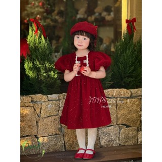 [B&G] Đầm váy đỏ tay bồng cho bé gái dự tiệc, noen, chơi tết bé từ 2-11 tuổi(10-45kg)