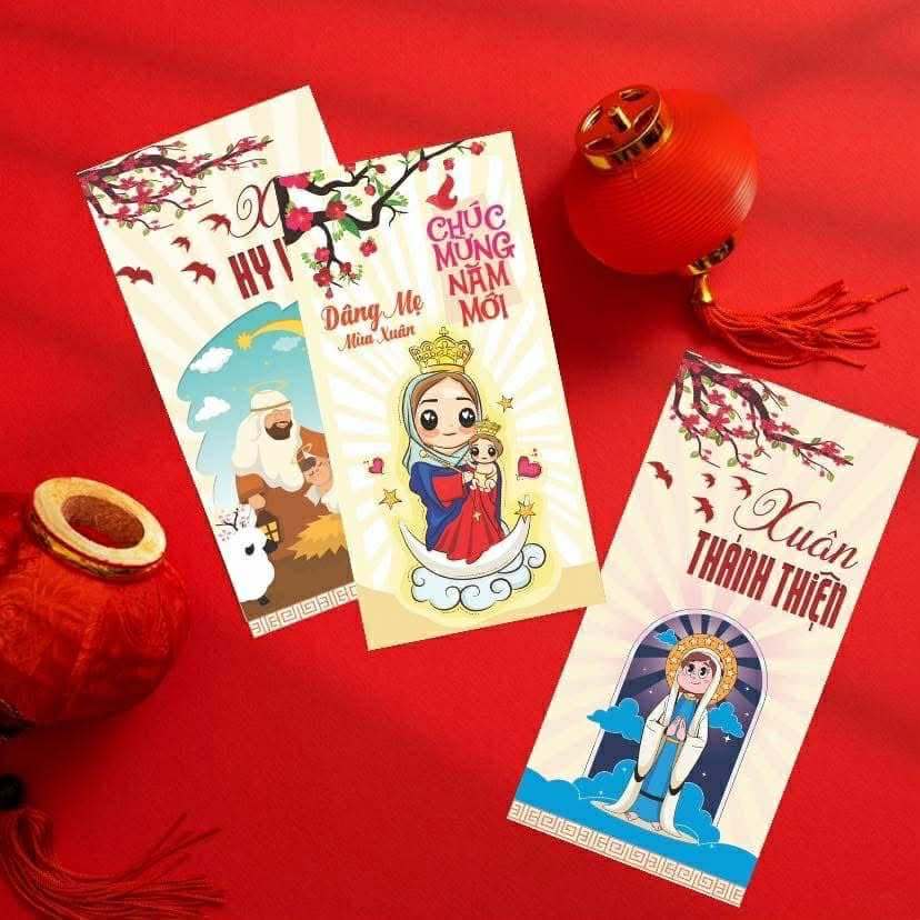 Set 10 Bao Lì Xì Công Giáo 10 Mẫu Được In Bằng Giấy C120 Dày Bóng Đẹp Bao Lì Xì 2026