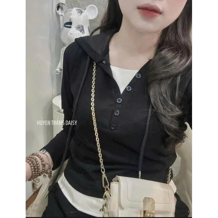 Sét Thể thao nữ Mũ phối Chất Thun Tăm Dày dặn Phối Viền Gấu Trăng 2 màu Đen-Xám Thời trang thể thao hottrend 2026