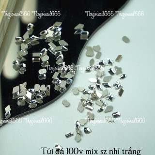 Túi đá mix size mini lấp lánh Trắng + AB 7 màu nail