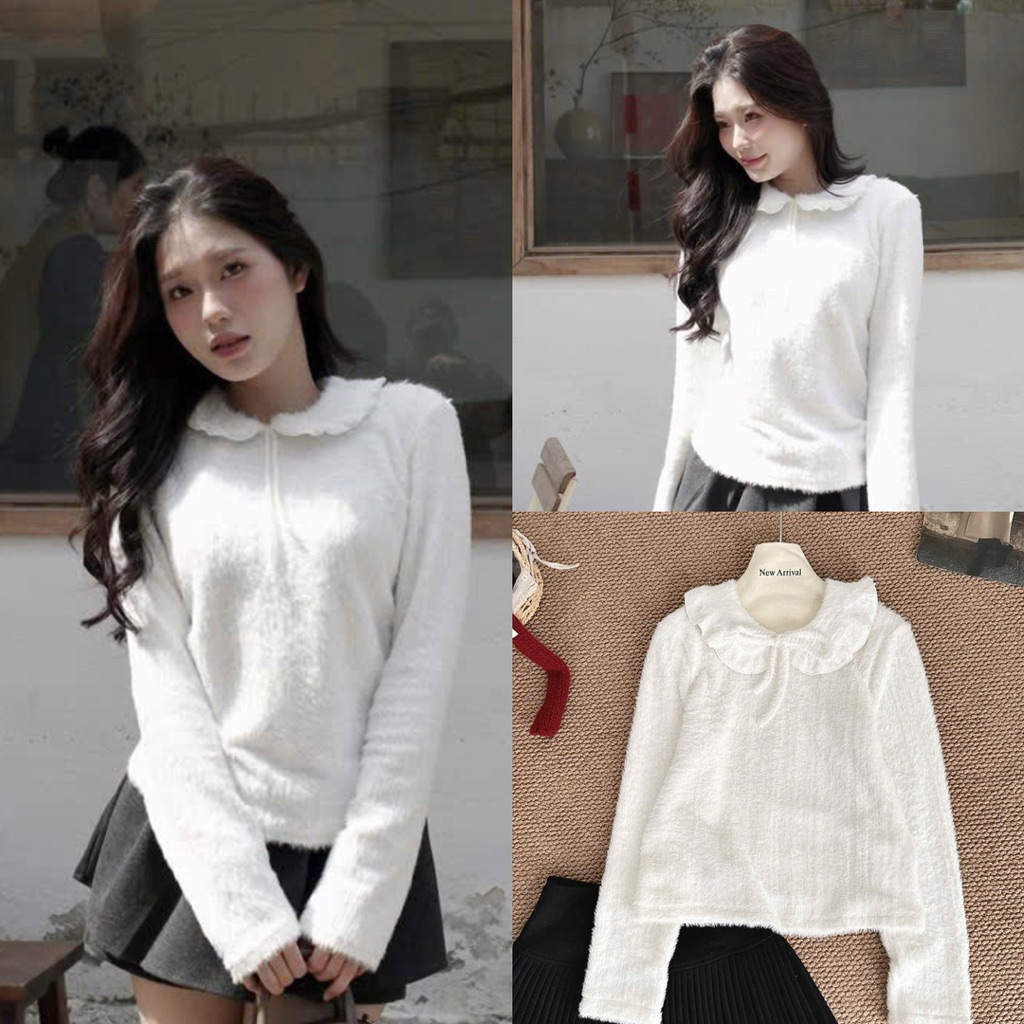 Áo len lông cổ sen thắt dây dài tay Nữ the.sweaterweather TSW