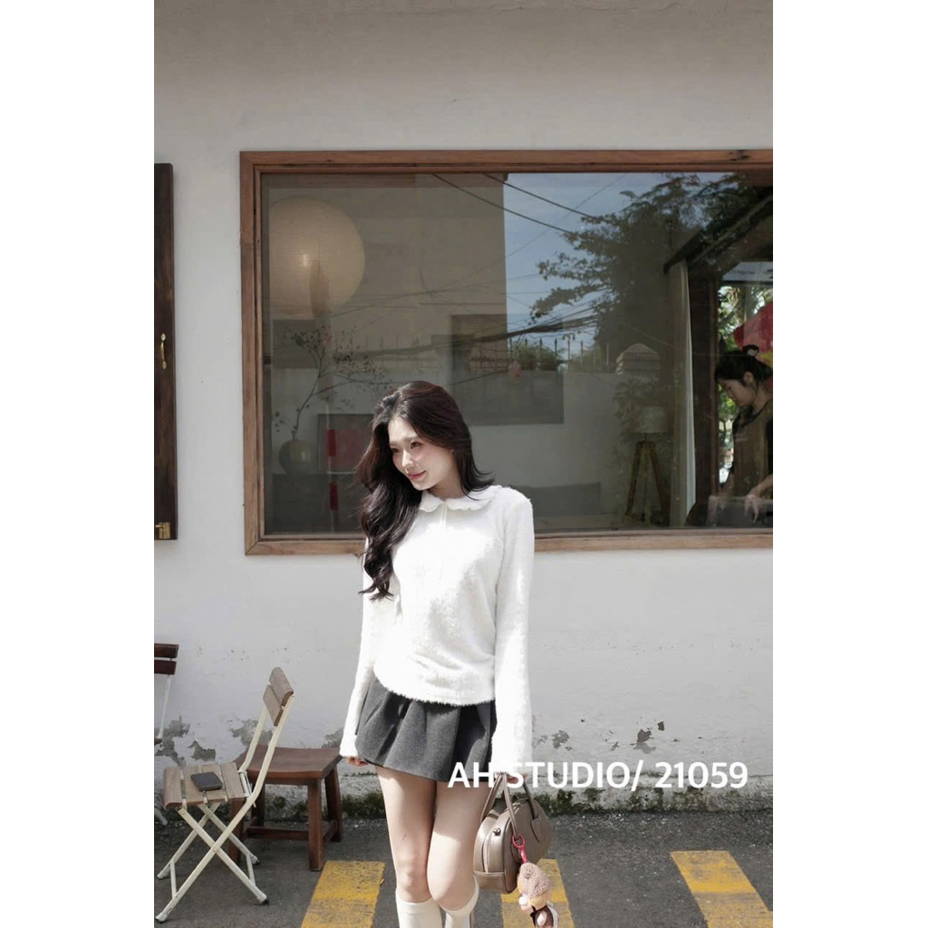 Áo len lông cổ sen thắt dây dài tay Nữ the.sweaterweather TSW