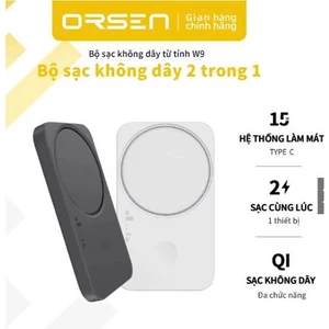 Đế Sạc Nhanh Không Dây Orsen W9 2 Trong 1 Max 15W Hình Chữ C Dành Cho Điện Thoại Thông Minh (Trắng)