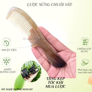 Lược sừng chuôi vát chải tóc gỡ rồi giúp tóc săn chắc óng mượt-MỸ NGHỆ DƯỠNG SINH HT