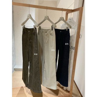 𝐏𝐡𝐢𝐞𝐧 𝐖𝐆𝐖𝐄 | (Sẵn Be SM) W8257 Quần Kaki Nhung Tăm Cạp Cao Ống Suông Rộng Loe Nhẹ 3 Màu Trơn