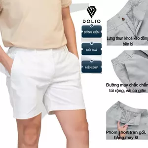 DOLIO Quần Short Kaki Nam Basic Phom Trên Gối Lưng Thun Có Khoá Kéo Co Giãn Thoải Mái Trẻ Trung Năng Động Thời Trang
