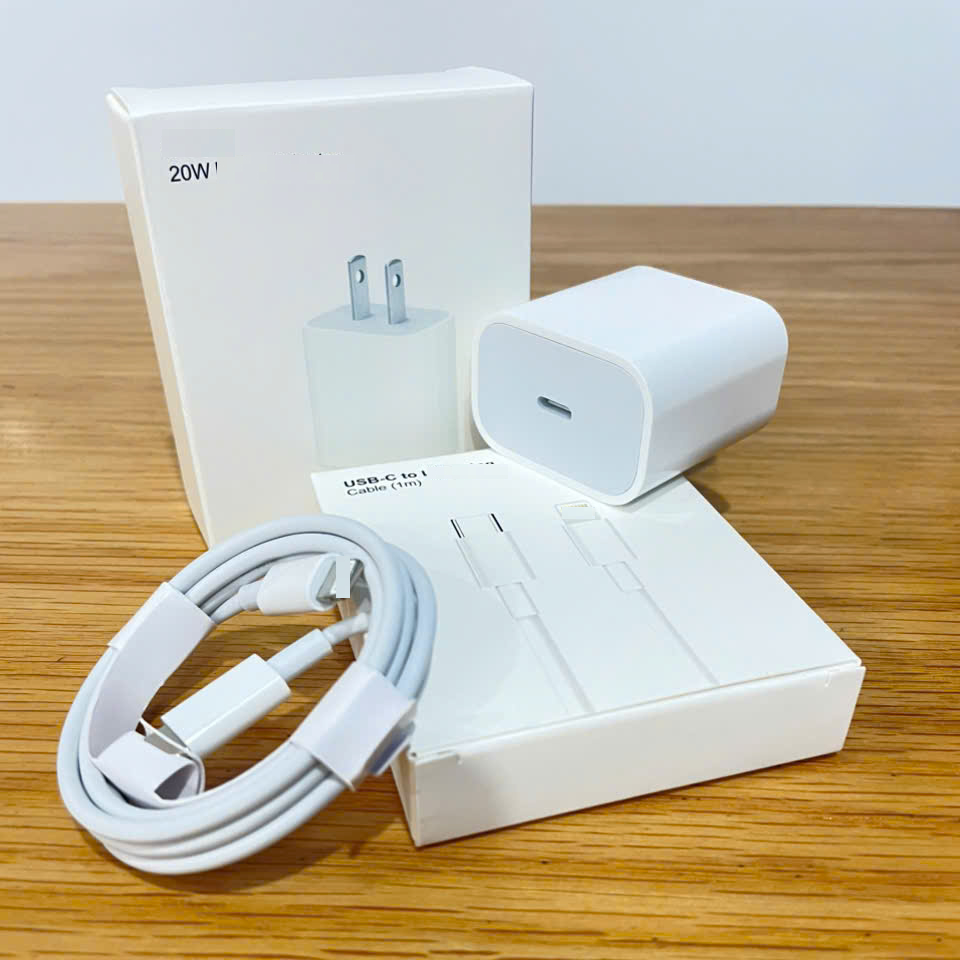 Bộ Sạc Nhanh 20W Chuẩn PD – Cổng Type-C, Kèm Cáp Light cho Ip 6 đến Ip 14 - Cáp Chống Gãy