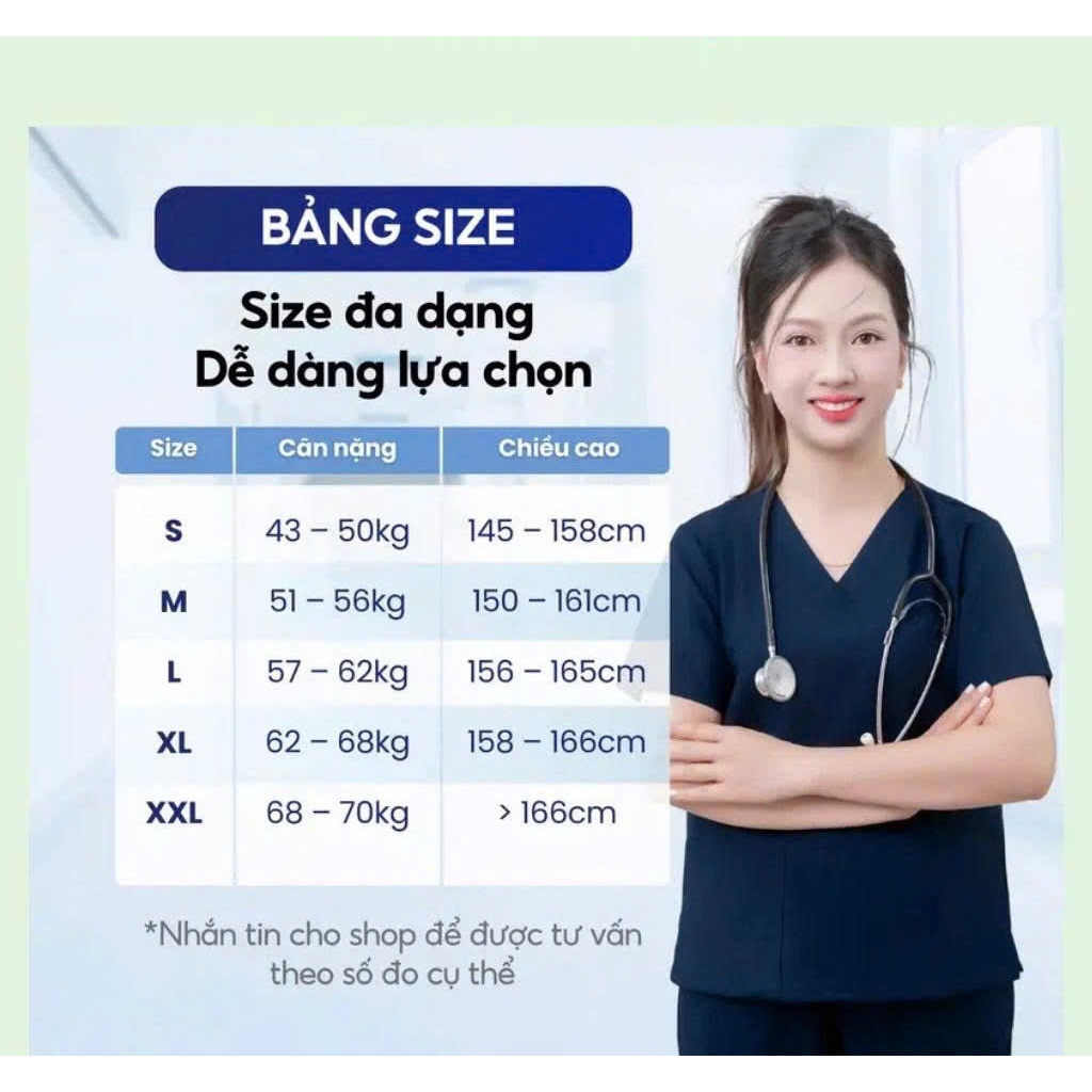 Bộ Scrubs Nữ Spa Cổ Tim Chất Vải Cotton Lạnh Cao Cấp Không Nhăn [NHẬN THÊU TÊN, LOGO