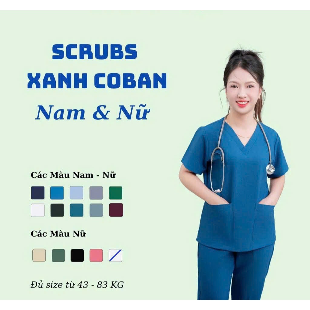 Bộ Scrubs Nữ Spa Cổ Tim Chất Vải Cotton Lạnh Cao Cấp Không Nhăn [NHẬN THÊU TÊN, LOGO