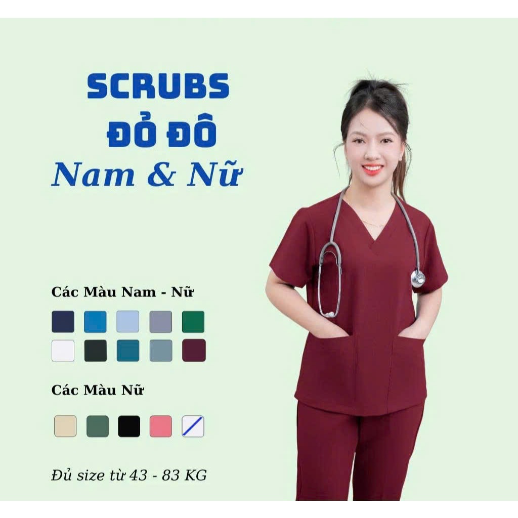 Bộ Scrubs Nữ Spa Cổ Tim Chất Vải Cotton Lạnh Cao Cấp Không Nhăn [NHẬN THÊU TÊN, LOGO
