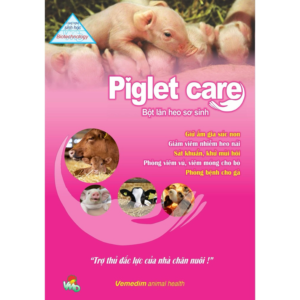 Bột lăn heo, giữ ấm heo con, hút ẩm, sát trùng, Vemedim PIGLET CARE gói (1kg)