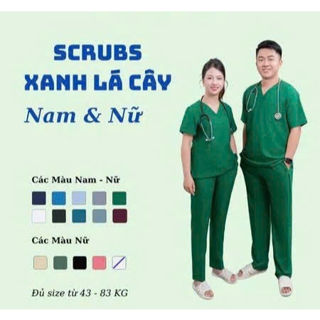 Bộ Scrubs Chất Cotton Lạnh Cao Cấp – Đồng Phục Spa, Thẩm Mỹ, Phòng Khám, Blouse Nữ Cổ Tim, Điều Dưỡng