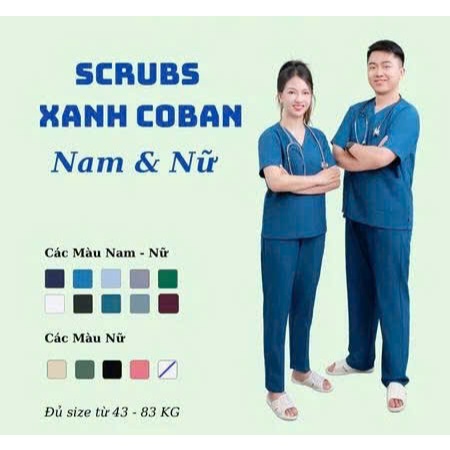 Bộ Scrubs Chất Cotton Lạnh Cao Cấp – Đồng Phục Spa, Thẩm Mỹ, Phòng Khám, Blouse Nữ Cổ Tim, Điều Dưỡng