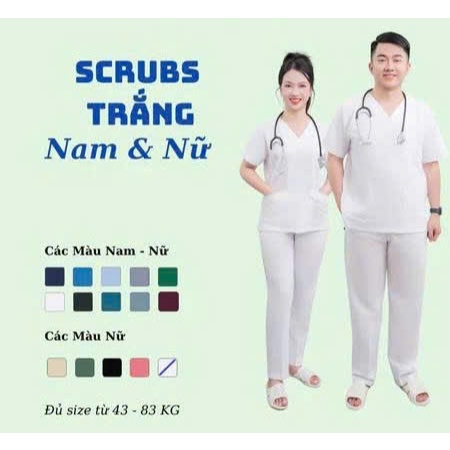 Bộ Scrubs Chất Cotton Lạnh Cao Cấp – Đồng Phục Spa, Thẩm Mỹ, Phòng Khám, Blouse Nữ Cổ Tim, Điều Dưỡng