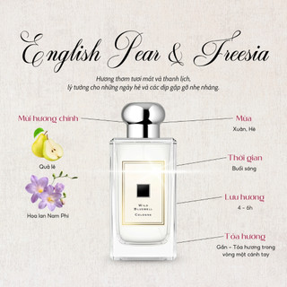 Nước hoa nữ JML English Pear & Freesia Cologne | Hương Trái Cây | Nhẹ Nhàng, Nữ Tính