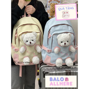 BaLo (XINHXINH) Balo Cặp Sách Nữ Có Gấu Bông Dễ Thương Đơn Giản Dung Tích Lớn Không Thấm Nước BL494