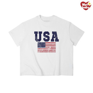 Áo Thun In Hình Vintage USA Babytee Form Rộng Màu Trắng Cotton 250gsm Mềm Mịn - WETBABY