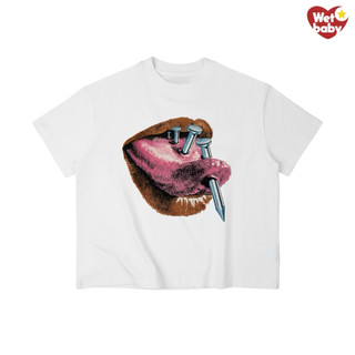 Áo Thun In Hình Vintage ĐÔI MÔI Babytee Form Rộng Màu Trắng Cotton 250gsm Mềm Mịn - WETBABY