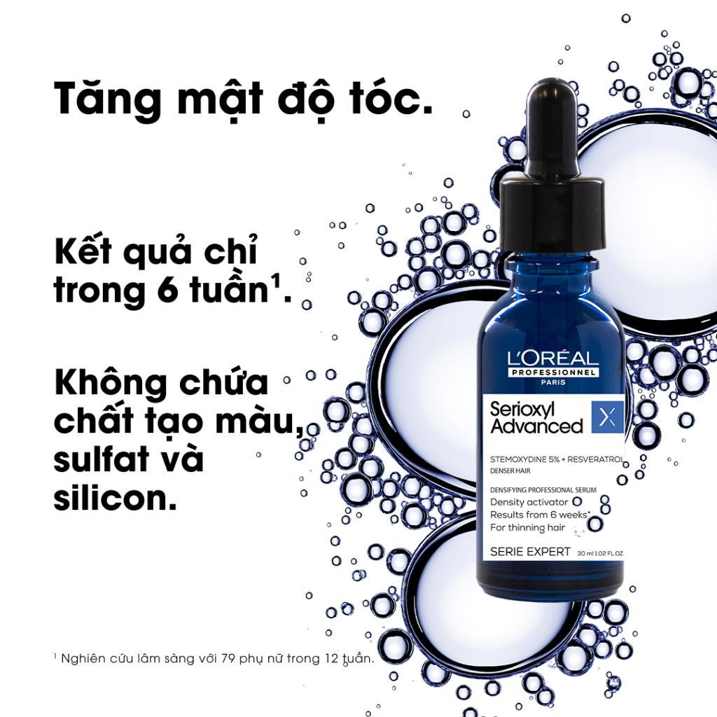 Tinh chất tăng mật độ làm dày tóc chuyên nghiệp L'Oréal Professionnel Serioxyl Advanced 30ml - Dành cho tóc thưa, mảnh