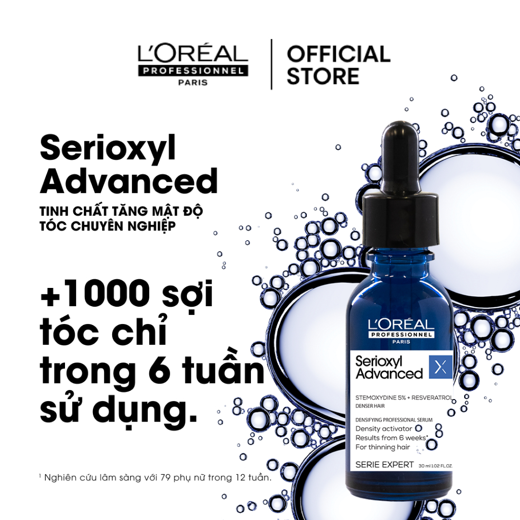 Tinh chất tăng mật độ làm dày tóc chuyên nghiệp L'Oréal Professionnel Serioxyl Advanced 30ml - Dành cho tóc thưa, mảnh